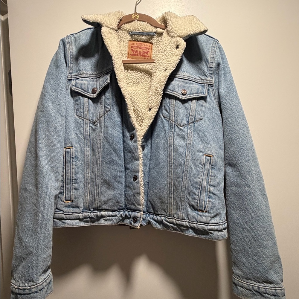Levi's White Sherpa Lined Jacket
